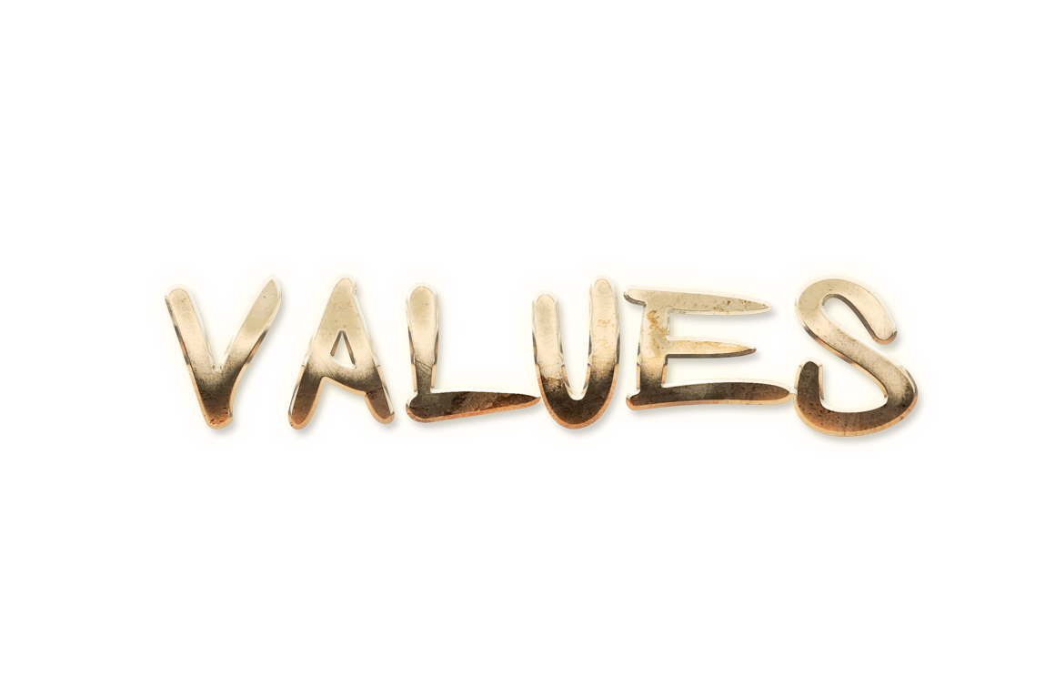 WORD VALUES gold text effects art typography PNG images free